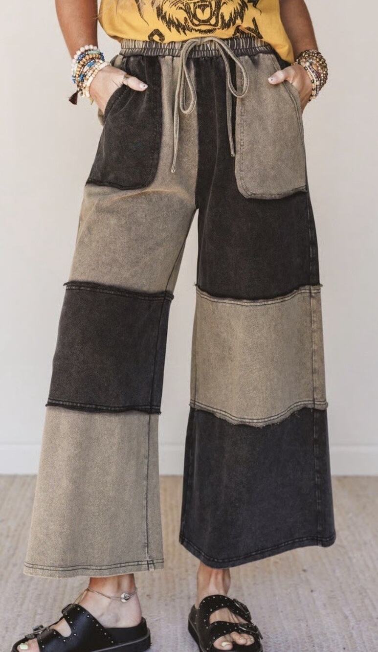 Three Bird Nest Coastal Colorblock Comfy Relaxed Wide Leg Pants Size Medium